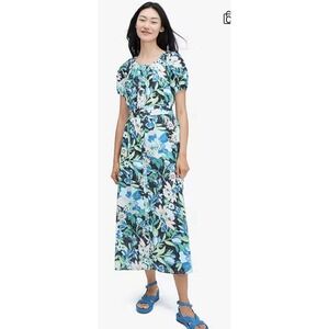 Kate Spade Full Bloom Voile Dress Floral Belted Size Large!!